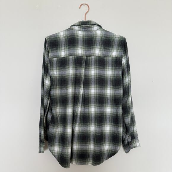 American Eagle Womens Shirt Large Green Boyfriend Fit Flannel Ahh-mazingly Soft - Picture 6 of 6